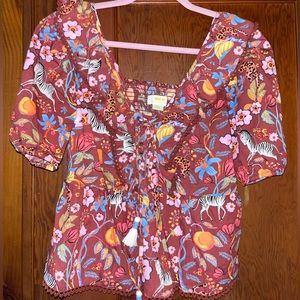 Maeve Printed Babydoll Top